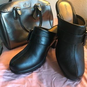 Solesenseability Black Mules Clogs with Buckle